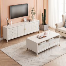 American light and luxurious solid wood TV cabinet minimalist modern TV cabinet Tea Table Combo Small house Dining Room Furniture Ground Cabinet