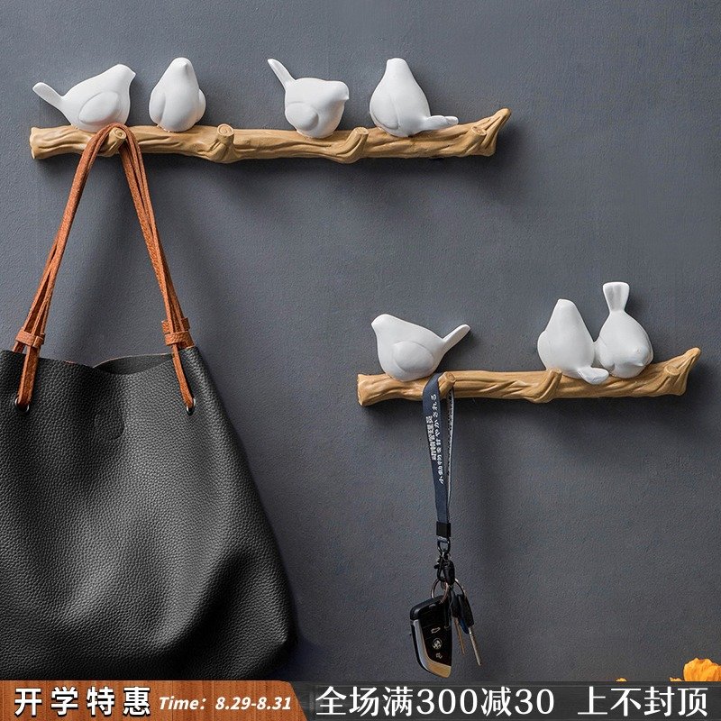 Creative non-perforated key hook into door, clothes hook into door, clothes and hats hook wall receptive shelf decorations