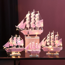 European wooden boat decoration sailing boat model ornaments crafts living room creative decoration smooth sailing birthday gift boat
