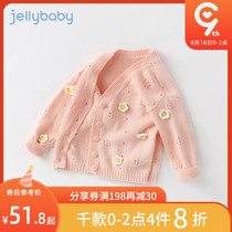 Girls knitted cardigan One-year-old baby autumn Childrens spring and autumn thin shirt Autumn top baby sweater jacket