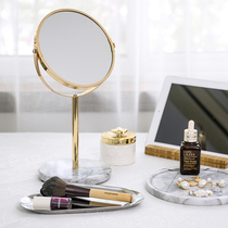 Nordic Ins Light Lavish Marble Base Dresser Desktop Desktop Makeup Mirror Bedroom Metal Double-sided Mirror Swing Piece