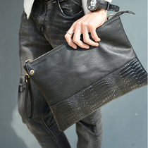 Korean clutch bag tide men handbag crocodile pattern mens shoulder bag retro clutch bag mens soft leather hand bag