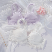 Underwear womens small chest gathered summer thin lace rimless anti-sagging half cup strapless non-slip white bra
