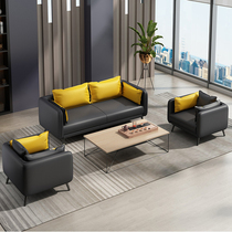 Modern Office Sofa Tea Table Combinations Light Extravagant Casual guests in talks Room Business Economy Type of genuine leather trio