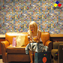 European art Brick Bar Cafe pattern tile restaurant kitchen milk tea shop background wall tiles embossed porcelain