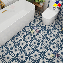 Mediterranean blue Nordic flower tiles literary bathroom kitchen entrance tile mall restaurant bathroom floor tiles wall tiles