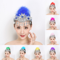 Dance headgear performance headflower sequined tassel stage performance classical dance folk dance square dance dancing female feathers