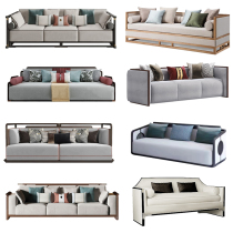 New Chinese Solid Wood Sofa Trio Bits Modern Minimalist Sales of the Prototype Rooms Hotel Zen Club Furniture Customisation