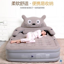 Outdoor camping inflatable bed home sofa single double air cushion folding lazy bed inflatable mattress J single padded