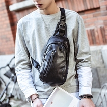 New Leisure Chest Bag Men Han Prints Pocket Leather Bag Men Skew Satchel Single Shoulder Bag Sports Backpack Tide Pack