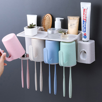 Toilet suction wall type toothbrush holder wall washing rack toothbrush tube toothbrush cup toothbrush holder set storage frame