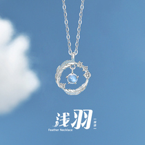 Moonlight stone necklace female summer sterling silver choker pendant light luxury niche design sense 2021 new birthday gift