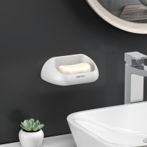 Soap box suction cup wall-mounted household large double-layer soap box creative drain non-perforated toilet rack