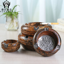 Wooden Solid Wood Ashtrays Home Living Room Light Lavish Luxury High-end Chinese Retro Fashion Office 2021 Creative Ashtray