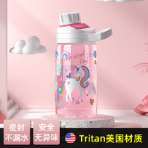 tritan childrens sports water cup kettle straight drinking bottle straw Cup male and female children primary school students go to school