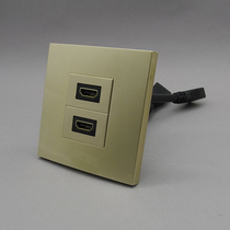 Type 86 champagne gold HDMI two-bit high-definition socket panel with cable 2 0 in-line multimedia audio and video wall plug