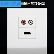 Type 86 2 HDMI HD Red and White Double Hole Lotus AV Audio Socket Panel Multimedia Audio and Video Socket