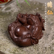 Jianxi Yixing purple sand tea pet sculpture famous Chen Hongjun handmade Chang Chan boutique tea set tea ceremony tea tray