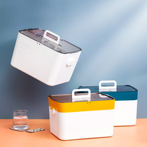 Household medicine box Plastic multi-layer large capacity full set of emergency portable hand in hand to carry medicine storage box Desktop storage box