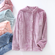 Coral velvet warm pajamas ladies one-piece coat Joker thick flannel autumn and winter home clothes can be worn outside