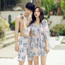 Couple split swimsuit female bikini cover belly thin conservative sexy ins Korea 2021 new hot spring large size
