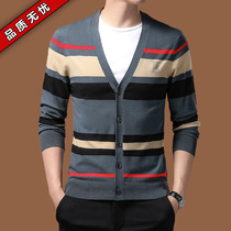 2022 new Armani mens cashmere cardigan high-end fashion casual Korean version slim V-neck sweater jacket autumn