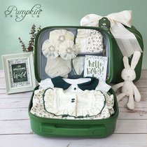 Baby gift box Mori female baby Summer thin green clothes set big gift bag full moon 100 days one year old gift