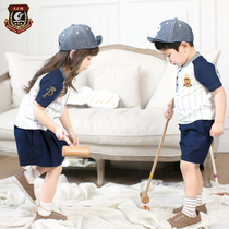Kindergarten garden clothes Summer clothes Short sleeves British college style childrens class clothes Sportswear Primary school uniform summer suit