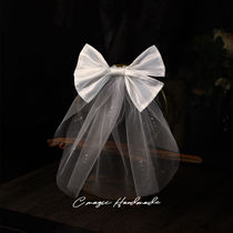 New bow bridal veil forest department simple white super fairy short soft yarn travel registration certificate headdress