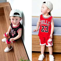 Childrens suit Two-piece summer clothing Childrens clothing Men and women children middle and small children 1-3 years old Sports set jersey 4 baby basketball clothes