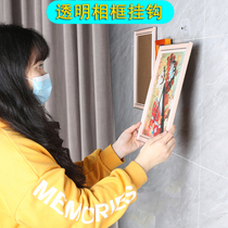 Free Punch Photo Frame Hook Hung Painting Invisible Stick Hook Mural Decoration Painted Porcelain Brick Wall High Stick Without Nail screw sticker