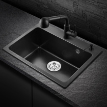 PULT quartz stone sink single tank package integrated kitchen hand-made large pool thickened Granite Wash Basin