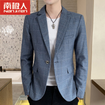 Antarctic blazer mens plaid small suit men Korean trend slim casual casual casual casual clothes