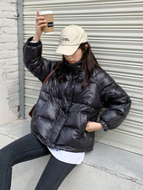 Winter thick collar loose black white duck down jacket Korean student small short bread Jacket Women