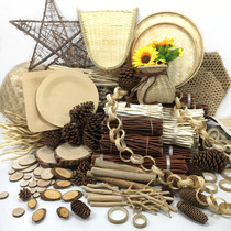 Kindergarten handmade ring material package DIY forest branches sticks dried flowers and plants theme wall environment layout