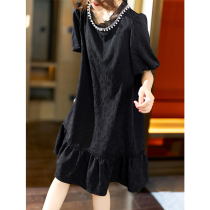 Myths Miracle bubble sleeve dress womens 2021 summer new womens thin age reduction black skirt