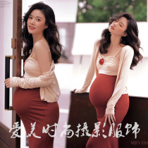 Photo studio new maternity photo clothing retro Hong Kong style pregnant mother slim sexy dress maternity photo photography clothing
