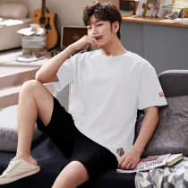 Pajamas men summer cotton short sleeve shorts teen men casual plus size home wear spring and autumn thin cotton set