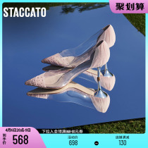 Thagatu spring new fairy shoes wedding shoes Pointed Crystal Heels Slim heels with womens shoes 9NW37AQ1