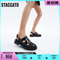 Thagatu 2022 Summer new retro Pig Cage Shoes Small Round Head Cream Shoes Woman Leather Bag Head Sandal 9VL57AH2