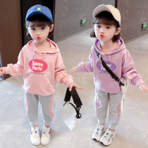 Girls clothes set autumn 2021 new spring and autumn Korean version of childrens autumn foreign style female baby childrens clothing two-piece set