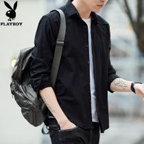 Playboy mens long sleeve shirt spring and autumn coat mens young and middle-aged non-iron shirt