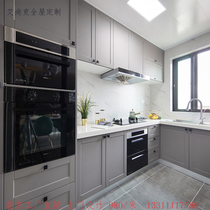Factory whole house custom design Custom overall cabinet white gray open simple modern kitchen decoration stove