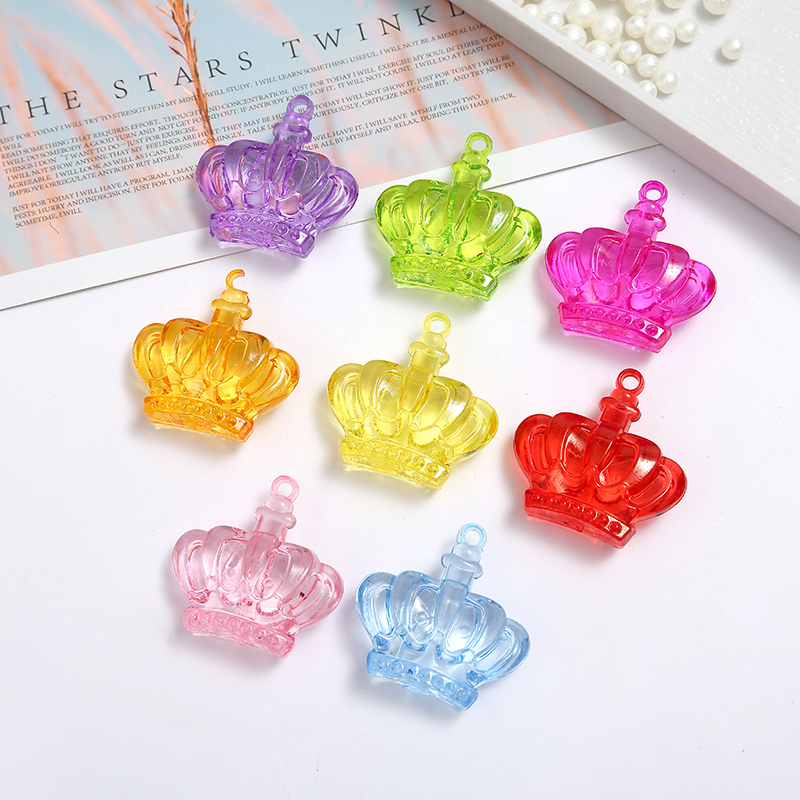 Color transparent crown pendant boys and girls DIY string beads axle gem toy amusement park crystal