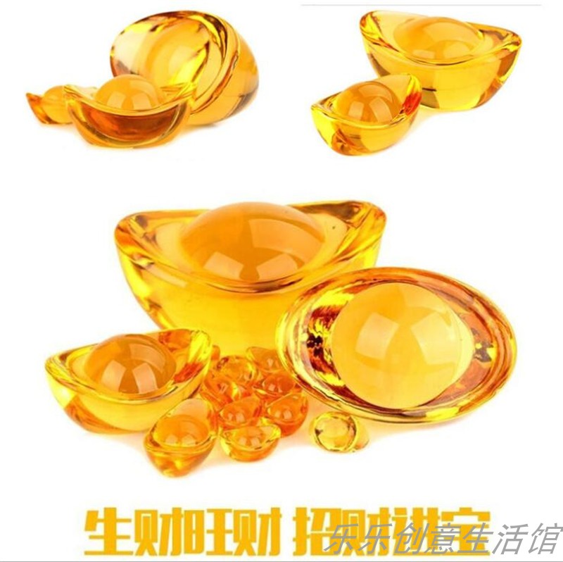Yellow gold crystal yuan treasure imitation crystal gold meta-treasure home decoration piece glass crystal childrens toy gem