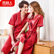 Antarctic man nightgown couple Modal summer big red festive pajamas Mens plus size bathrobe Womens morning robe