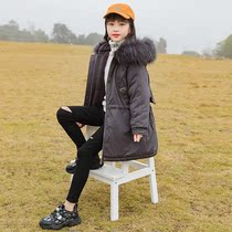Girls winter dress foreign style plus velvet thick coat 2021 New Korean childrens clothing middle-aged childrens casual fashion Parker