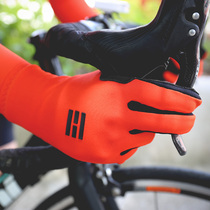 Spasser autumn new riding gloves men and women road bike long finger bicycle full finger warm gloves Vermilion