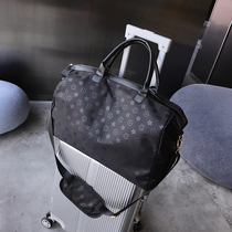 Fashion canvas print travel bag womens short-distance luggage bag mens hand shoulder large capacity Leisure gym bag
