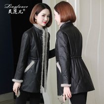 Haining Leather Down Jacket Women 2021 New Winter Mink Fur Young Imported Sheep Leather Coat Long